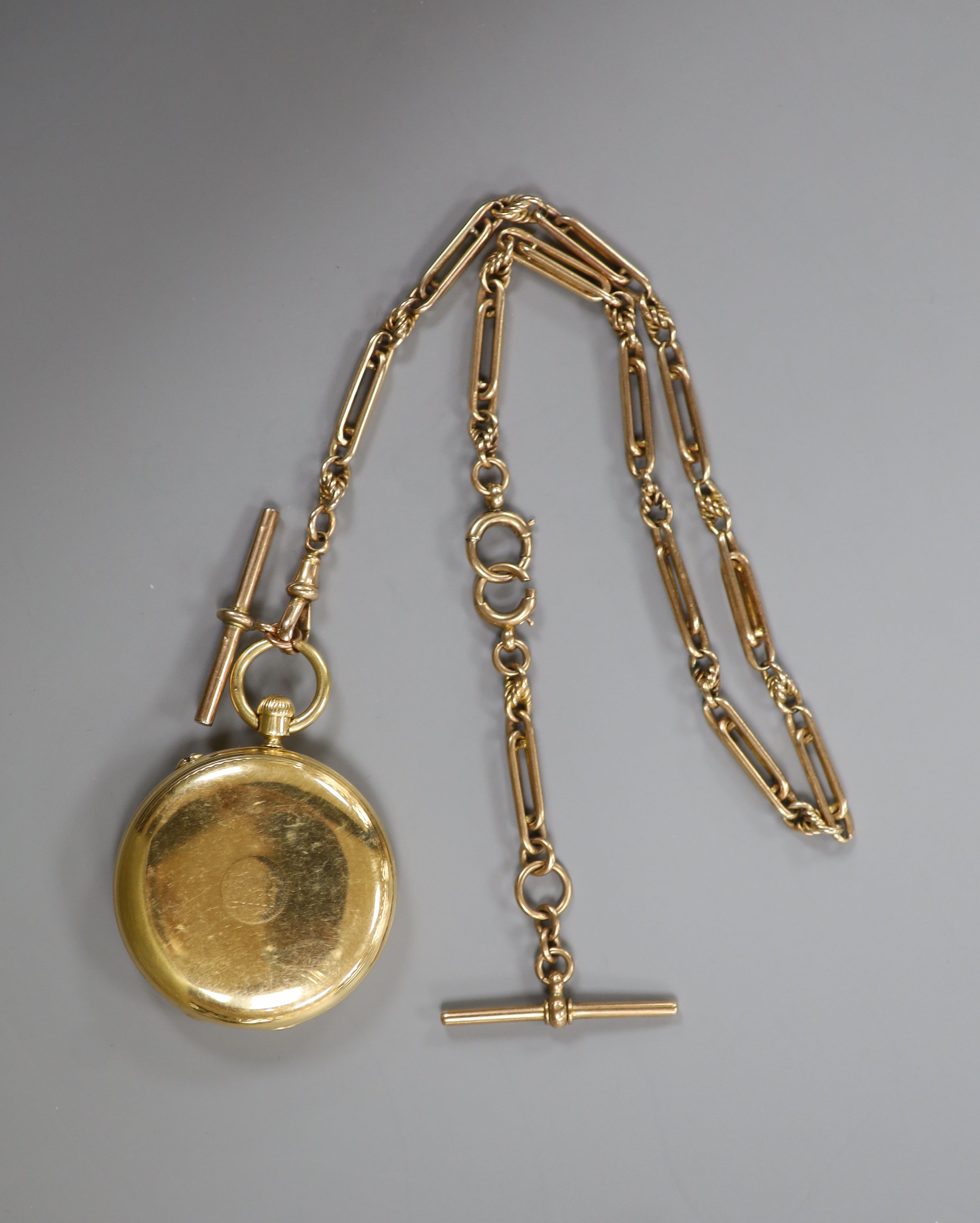 A Victorian 18ct gold hunter keyless pocket watch by Arnold Chas. Frodsham, together with a 9ct gold albert